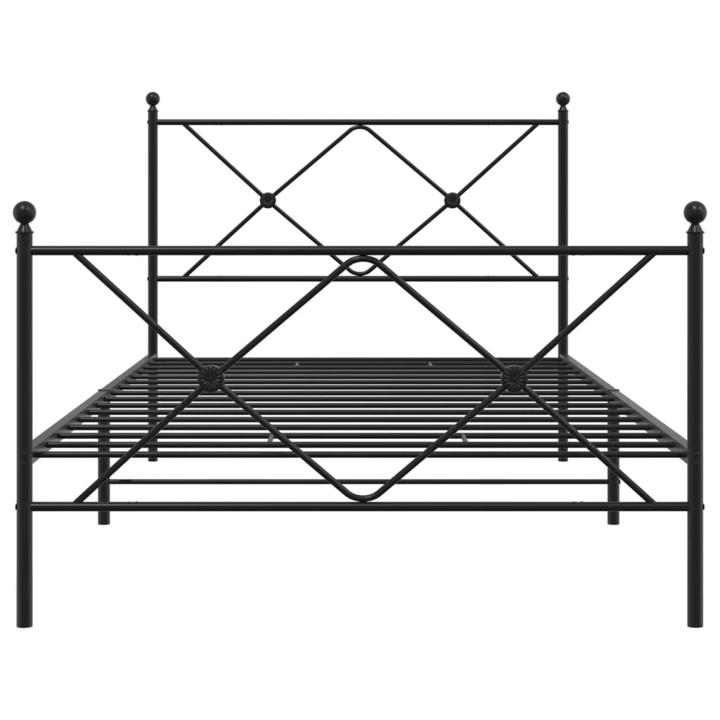 Metal Bed Frame without Mattress with Footboard Black 100x190cm