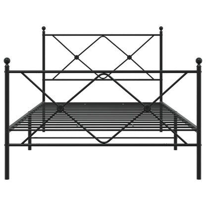 Metal Bed Frame without Mattress with Footboard Black 100x190cm