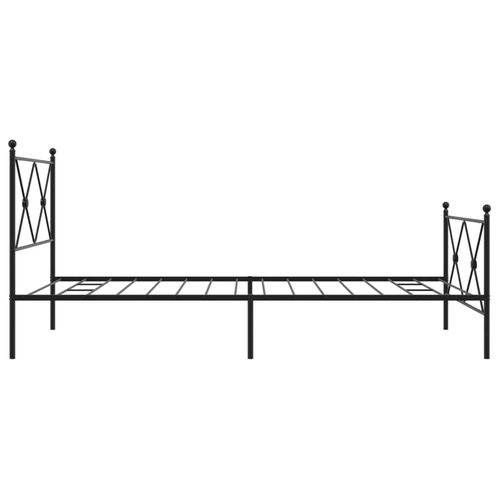 Metal Bed Frame without Mattress with Footboard Black 100x190cm