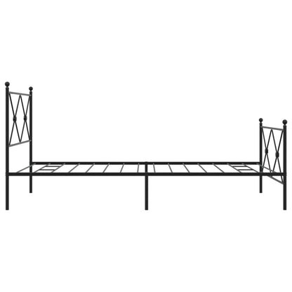 Metal Bed Frame without Mattress with Footboard Black 100x190cm