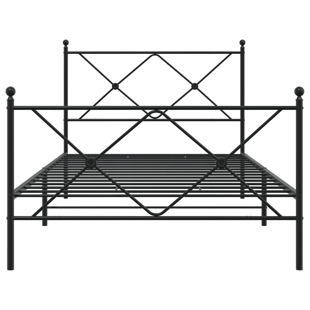 Metal Bed Frame with Headboard and Footboard Black 100x200 cm