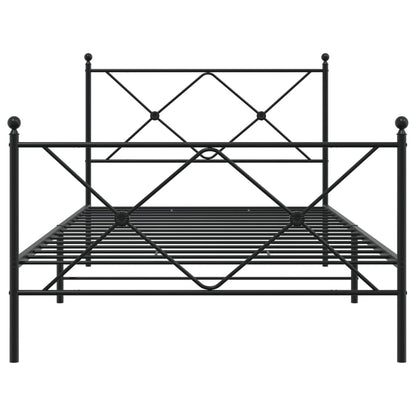 Metal Bed Frame with Headboard and Footboard Black 100x200 cm