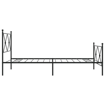 Metal Bed Frame with Headboard and Footboard Black 100x200 cm