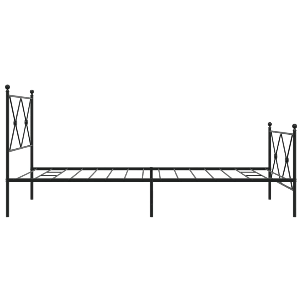 Metal Bed Frame with Headboard and Footboard Black 107x203 cm