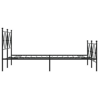 Metal Bed Frame with Headboard and Footboard Black 120x190 cm Small Double