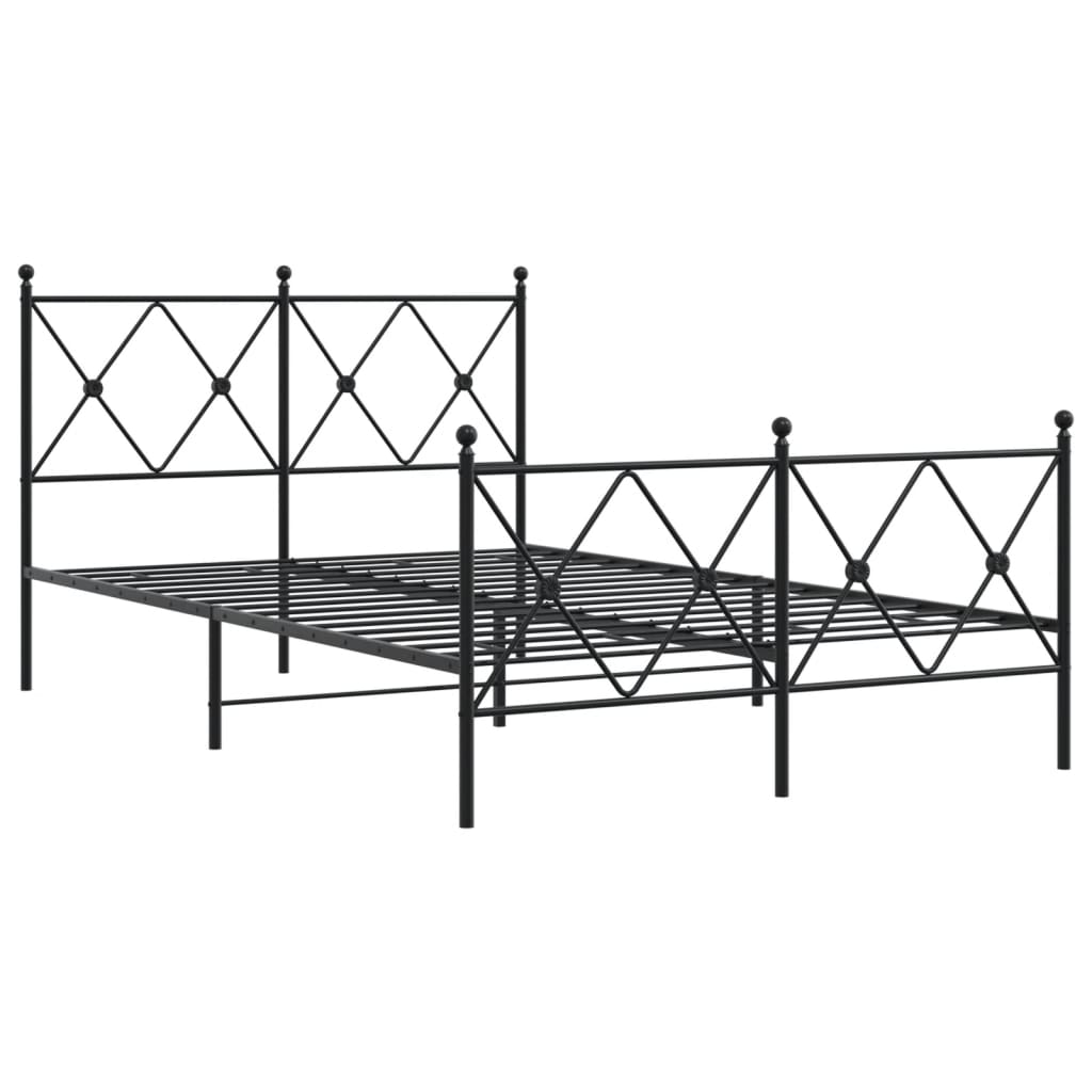 Metal Bed Frame with Headboard and Footboard Black 120x200 cm