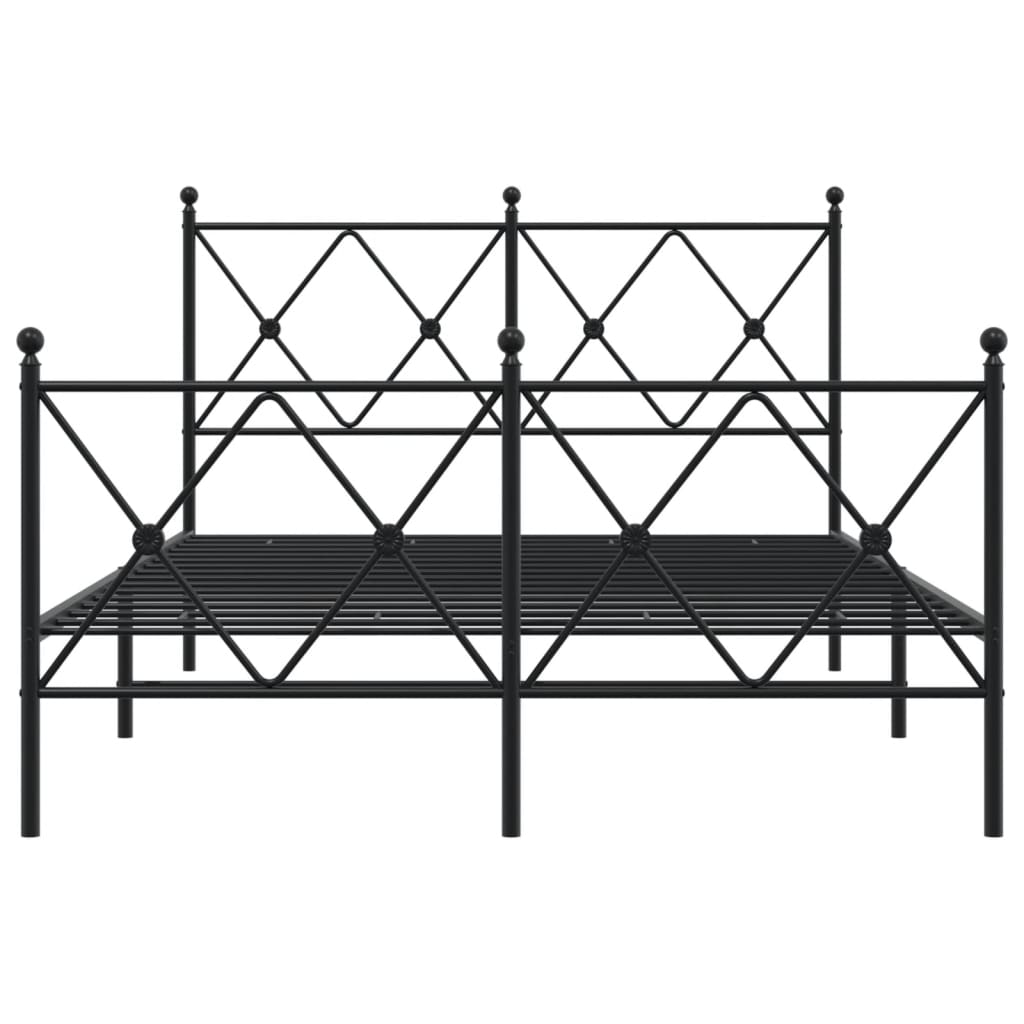 Metal Bed Frame with Headboard and Footboard Black 120x200 cm