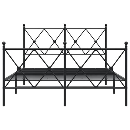 Metal Bed Frame with Headboard and Footboard Black 120x200 cm