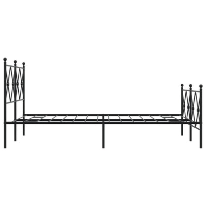 Metal Bed Frame with Headboard and Footboard Black 120x200 cm