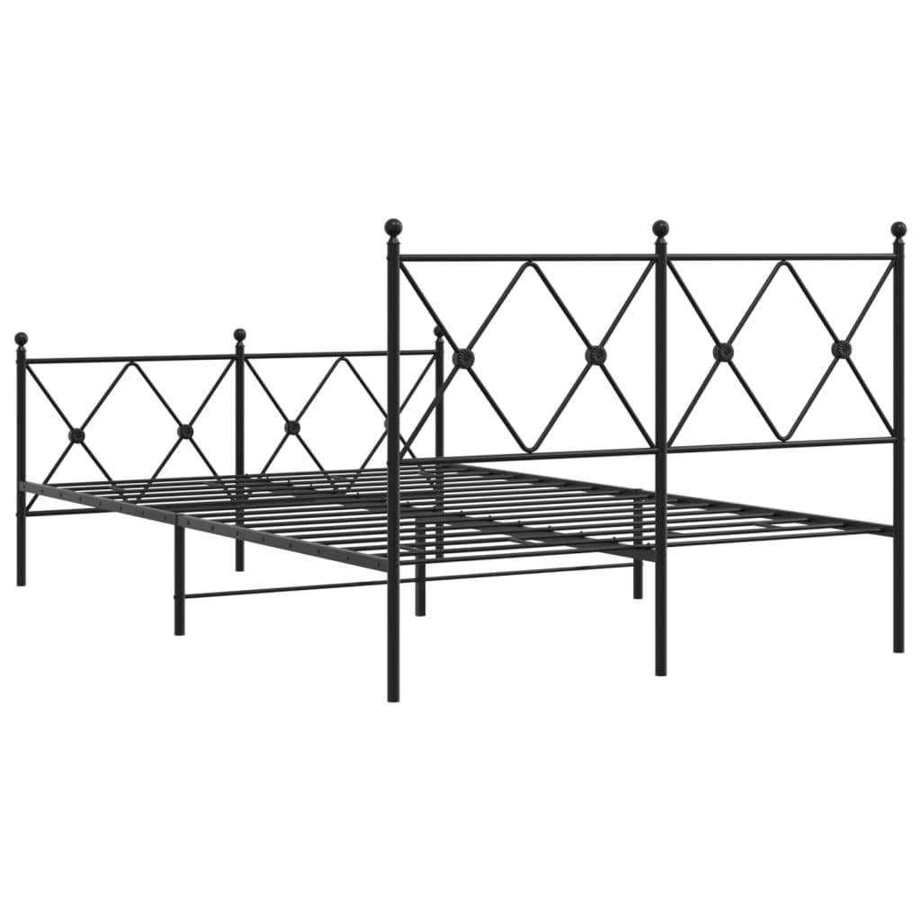 Metal Bed Frame with Headboard and Footboard Black 120x200 cm