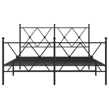 Metal Bed Frame with Headboard and Footboard Black 137x190 cm