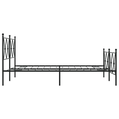 Metal Bed Frame with Headboard and Footboard Black 137x190 cm