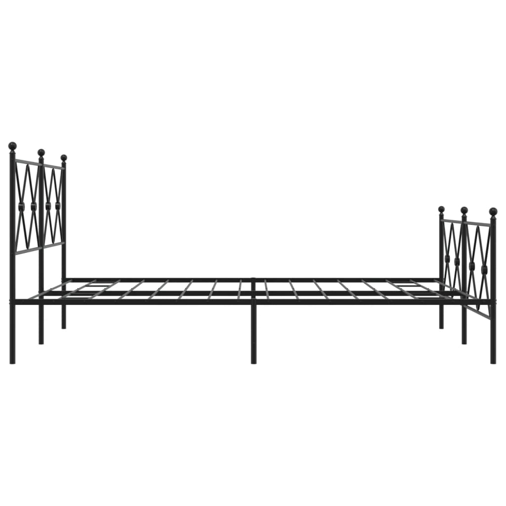 Metal Bed Frame with Headboard and Footboard Black 140x190 cm