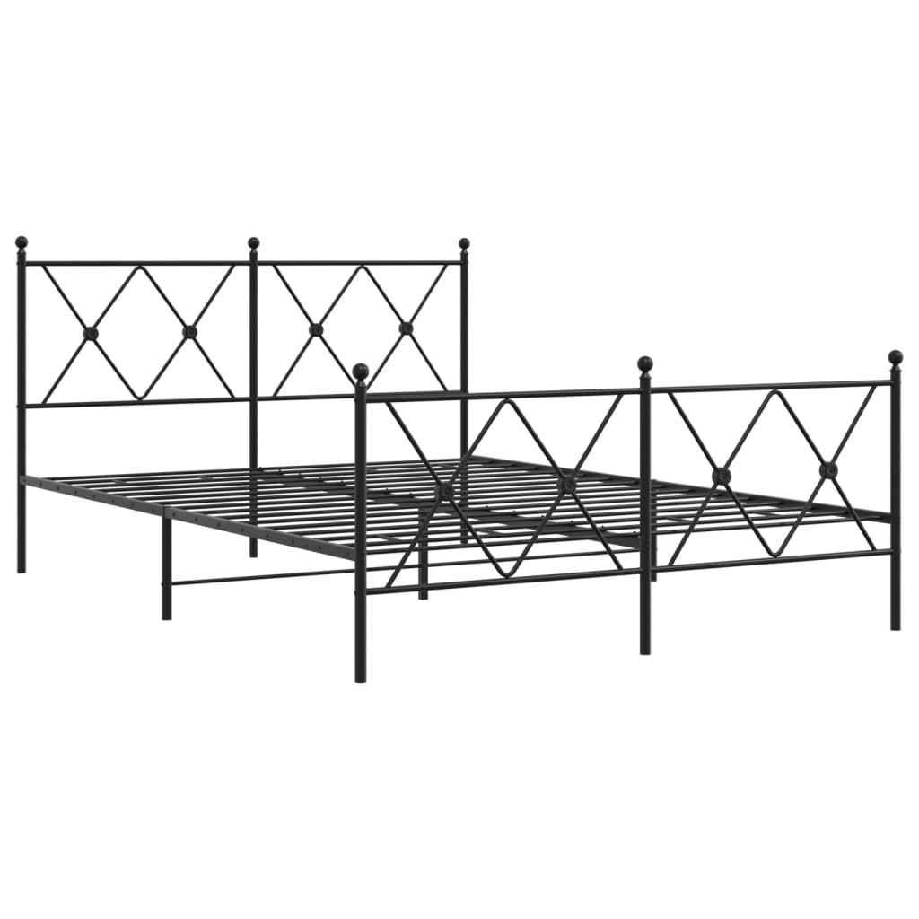 Metal Bed Frame with Headboard and Footboard Black 140x200 cm