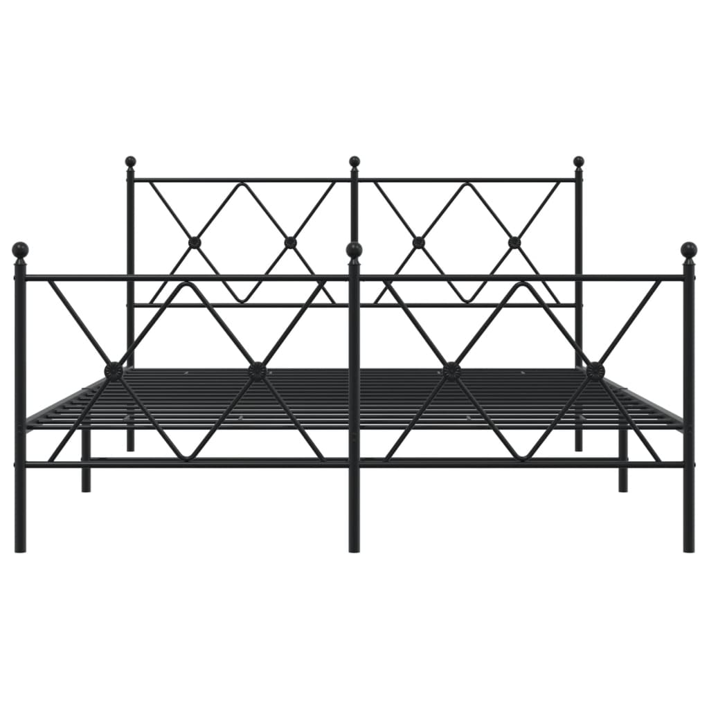 Metal Bed Frame with Headboard and Footboard Black 140x200 cm