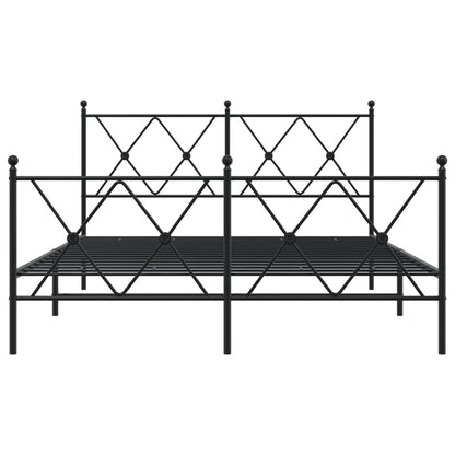 Metal Bed Frame with Headboard and Footboard Black 140x200 cm