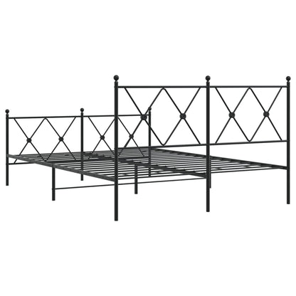 Metal Bed Frame with Headboard and Footboard Black 140x200 cm