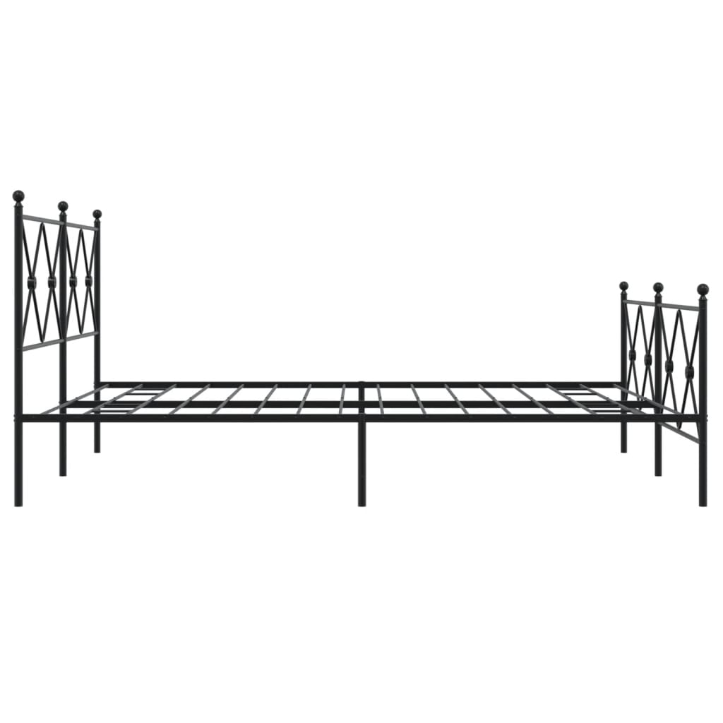 Metal Bed Frame with Headboard and Footboard Black 150x200 cm King Size