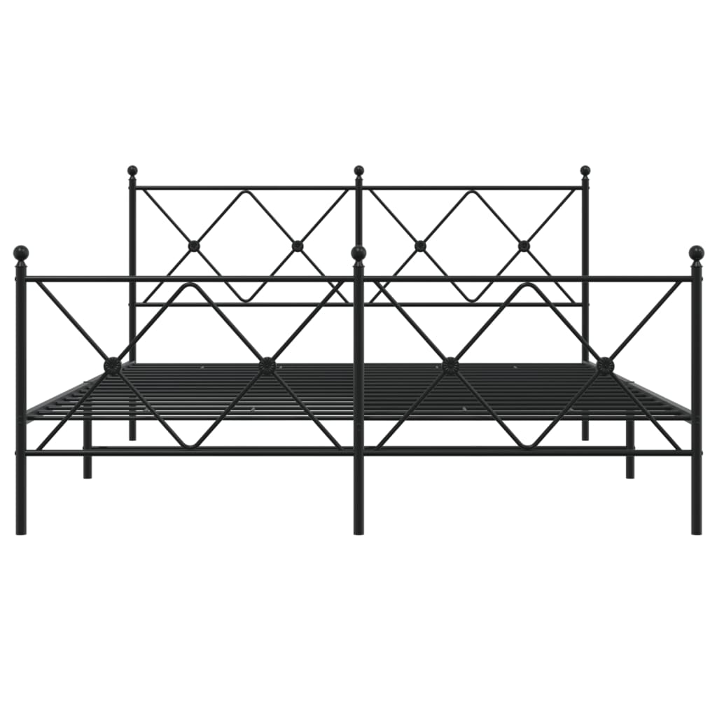 Metal Bed Frame with Headboard and Footboard Black 160x200 cm