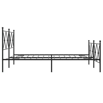 Metal Bed Frame with Headboard and Footboard Black 160x200 cm