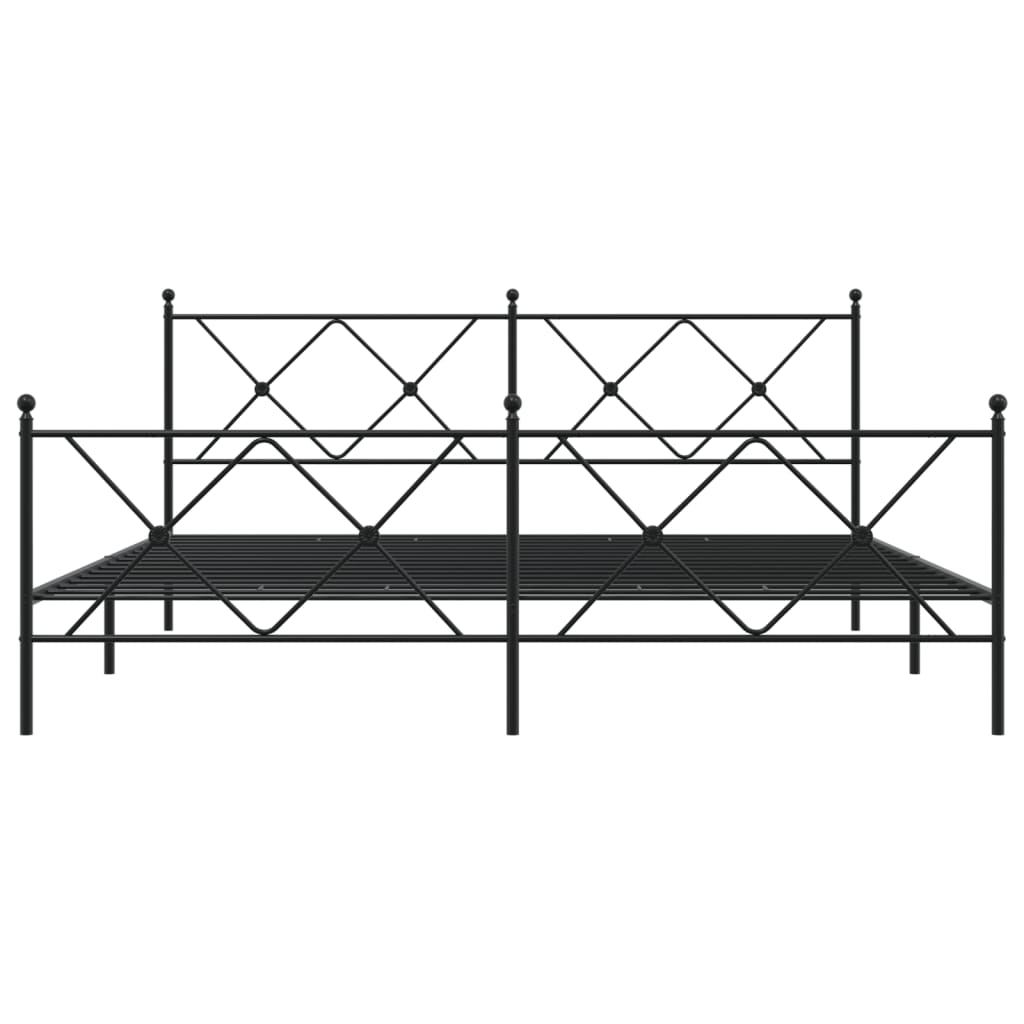 Metal Bed Frame with Headboard and Footboard Black 180x200 cm Super King