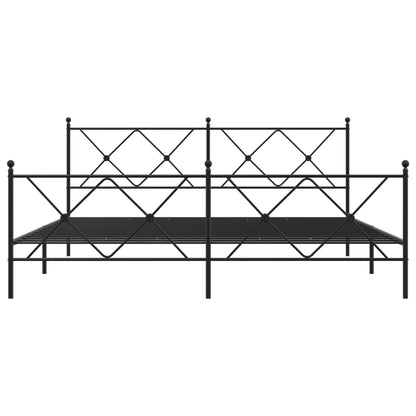 Metal Bed Frame with Headboard and Footboard Black 180x200 cm Super King