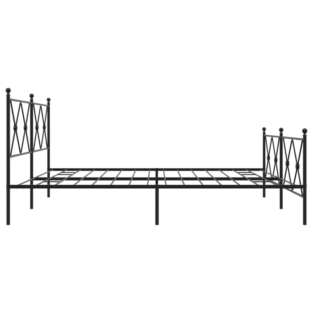 Metal Bed Frame with Headboard and Footboard Black 180x200 cm Super King