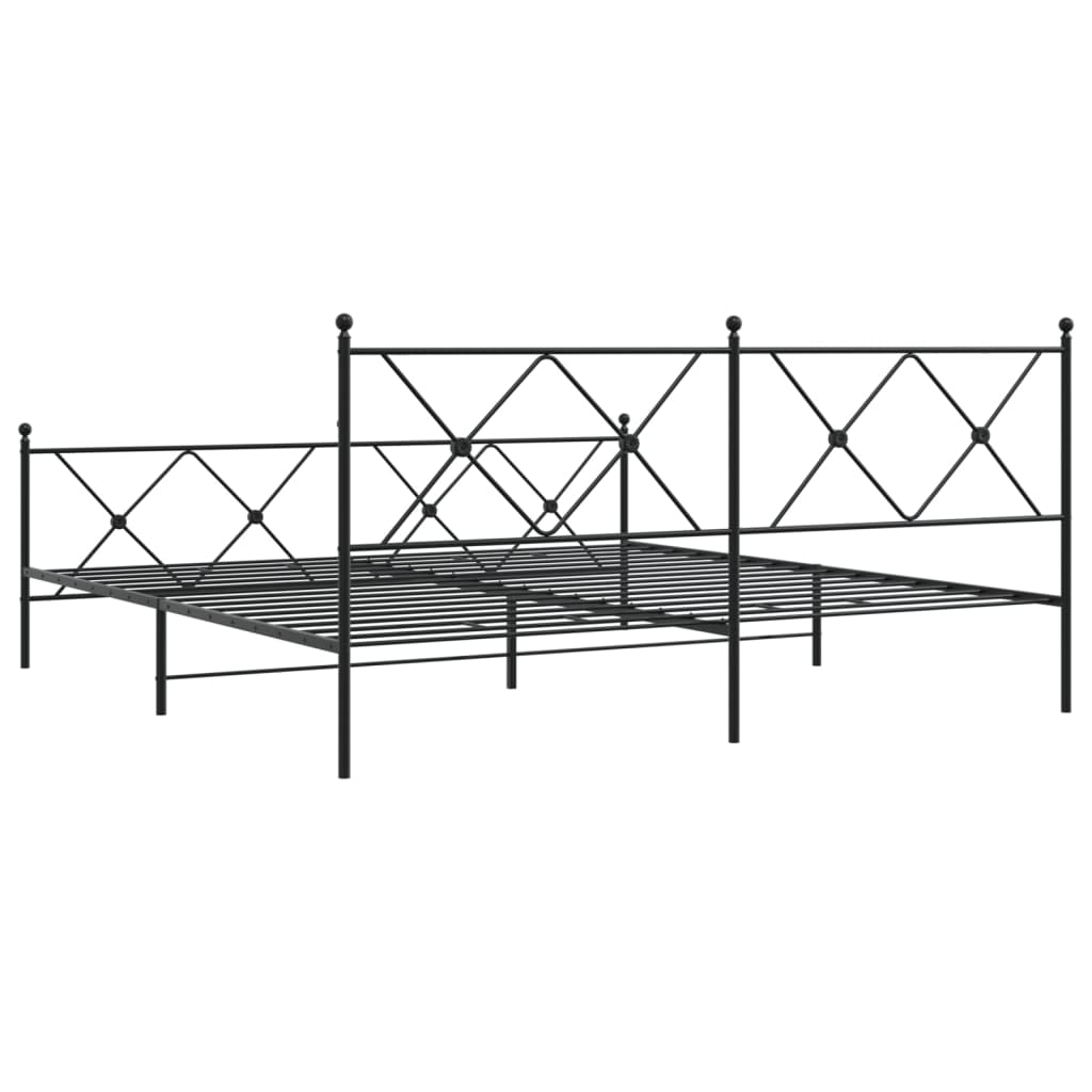 Metal Bed Frame with Headboard and Footboard Black 180x200 cm Super King