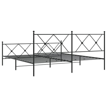 Metal Bed Frame with Headboard and Footboard Black 180x200 cm Super King