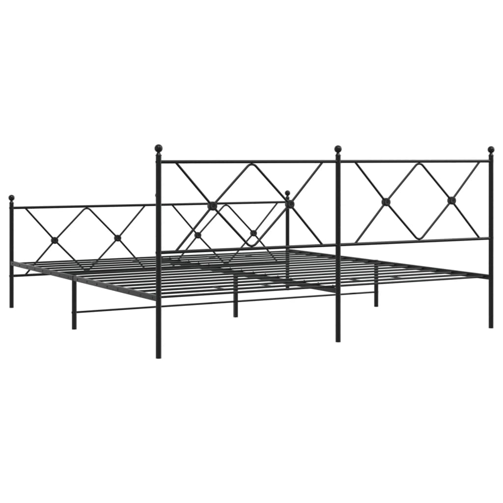 Metal Bed Frame with Headboard and Footboard Black 183x213 cm