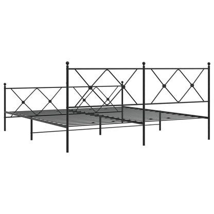 Metal Bed Frame with Headboard and Footboard Black 183x213 cm