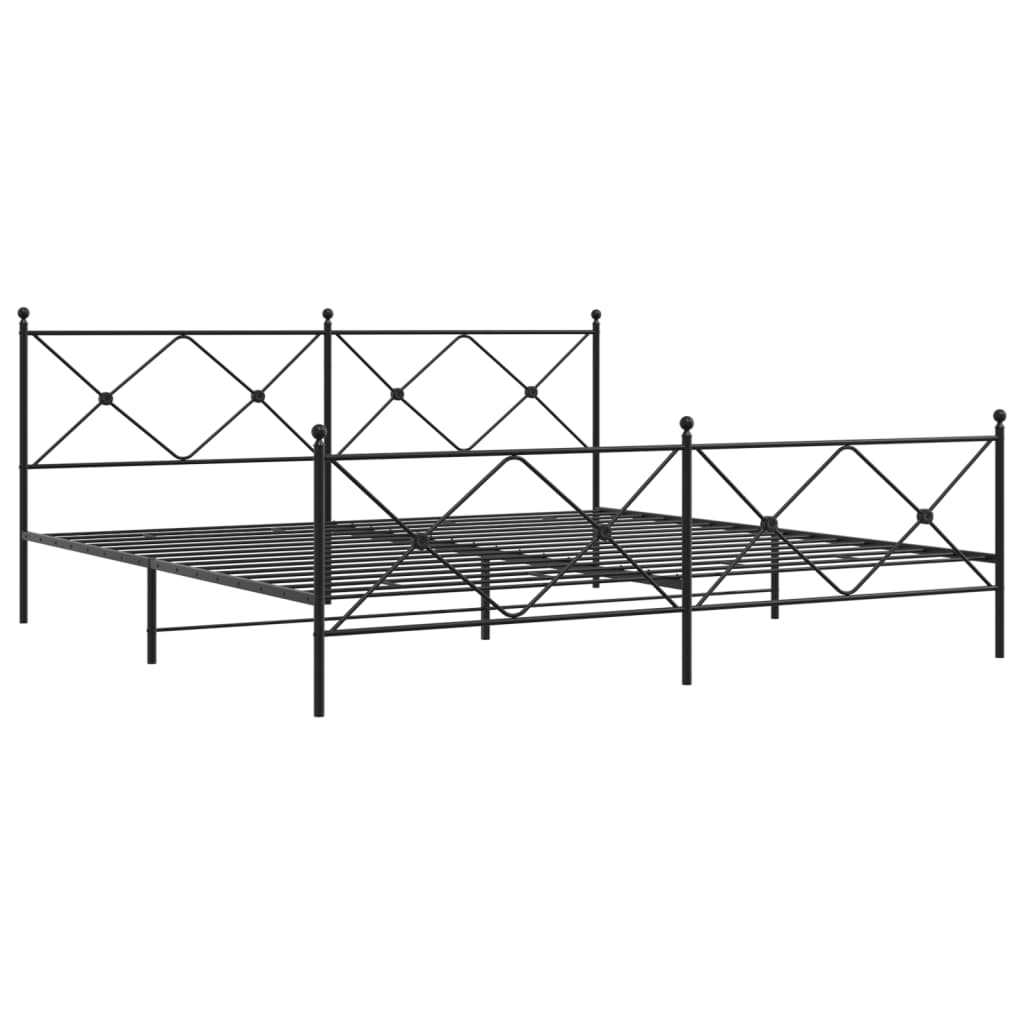 Metal Bed Frame with Headboard and Footboard Black 200x200 cm