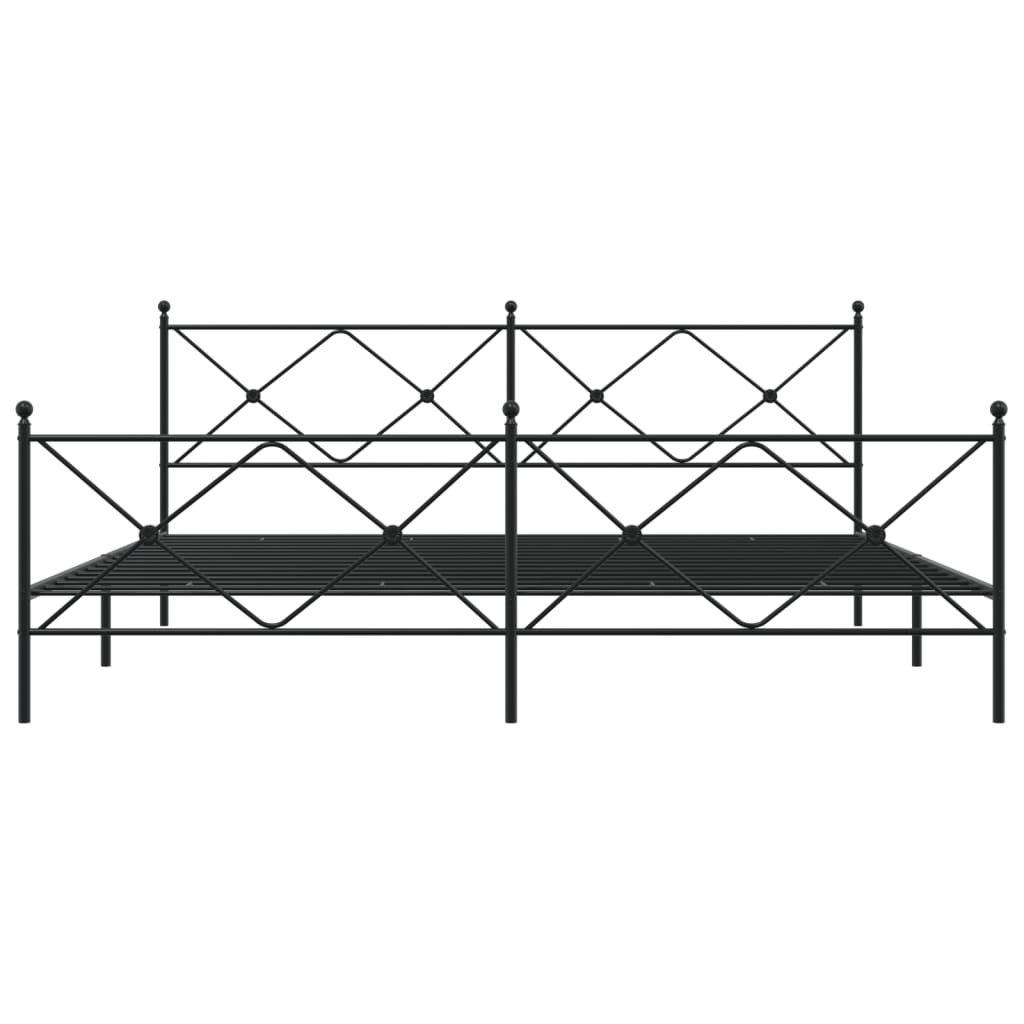 Metal Bed Frame with Headboard and Footboard Black 200x200 cm