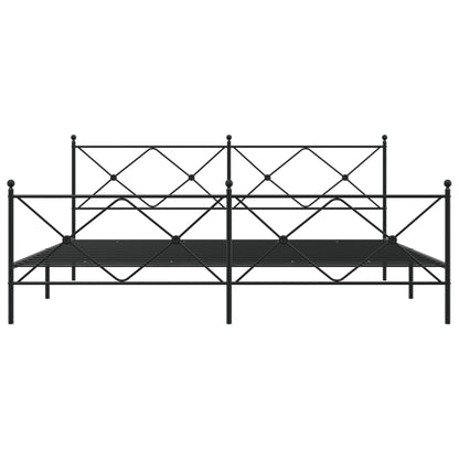 Metal Bed Frame with Headboard and Footboard Black 200x200 cm