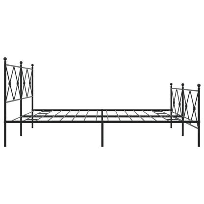 Metal Bed Frame with Headboard and Footboard Black 200x200 cm