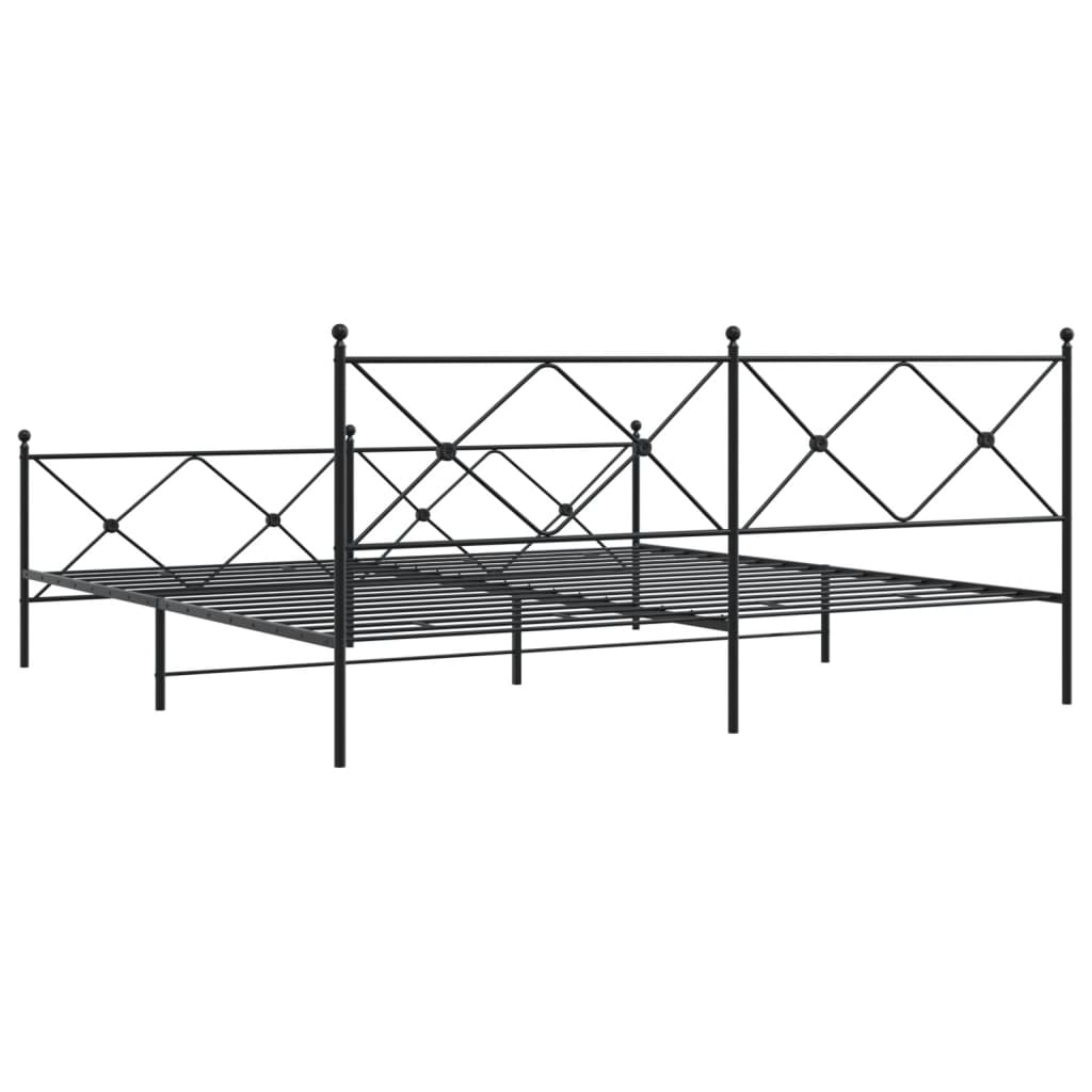 Metal Bed Frame with Headboard and Footboard Black 200x200 cm