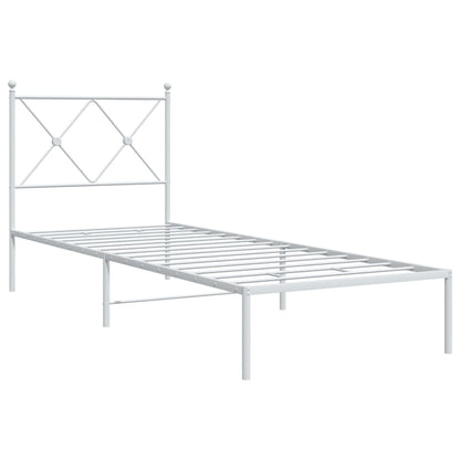 Metal Bed Frame with Headboard White 80x200 cm