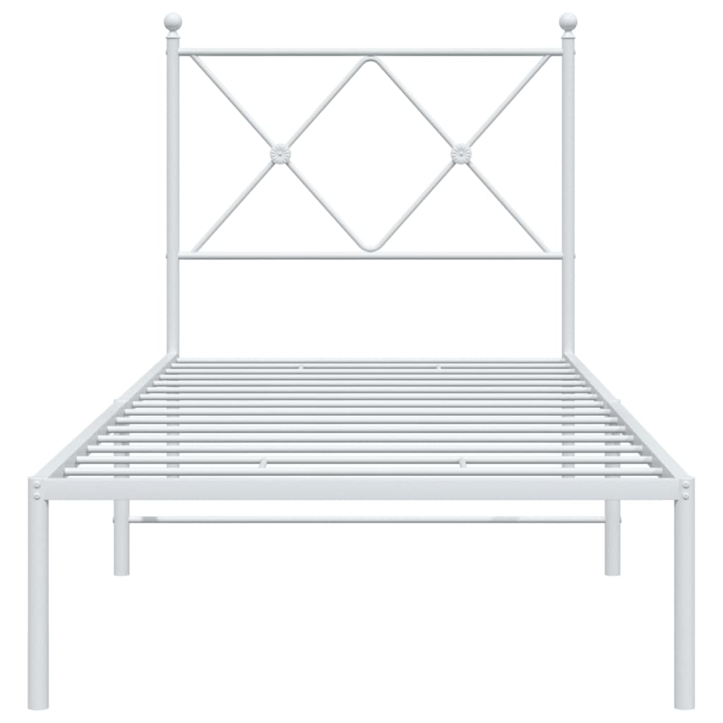 Metal Bed Frame with Headboard White 80x200 cm