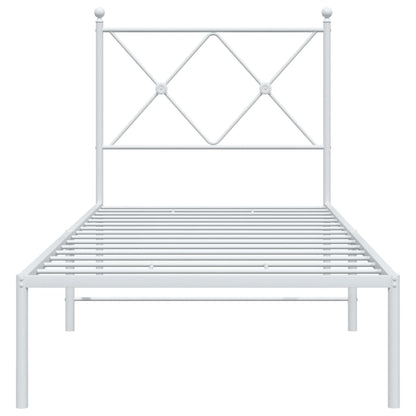 Metal Bed Frame with Headboard White 80x200 cm