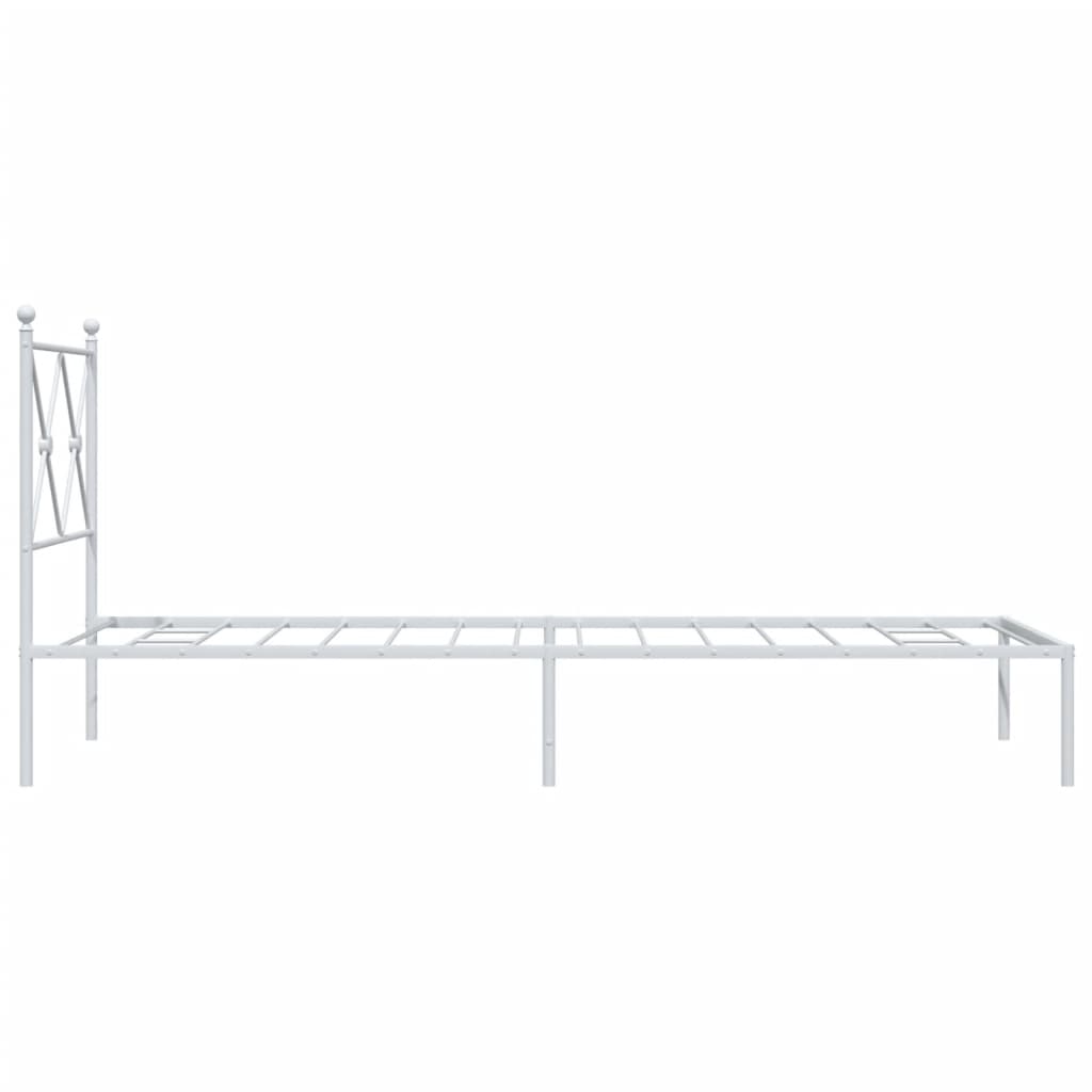 Metal Bed Frame with Headboard White 80x200 cm