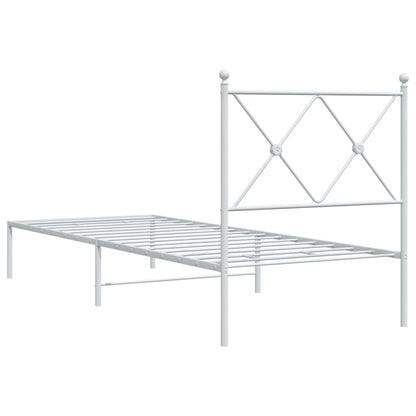 Metal Bed Frame with Headboard White 80x200 cm