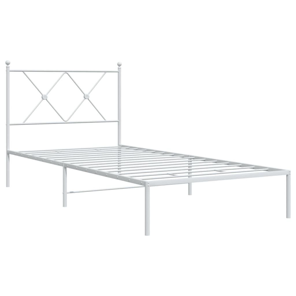 Metal Bed Frame with Headboard White 90x190 cm Single