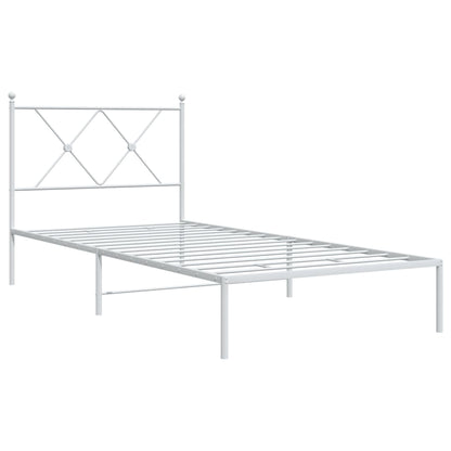 Metal Bed Frame with Headboard White 90x190 cm Single