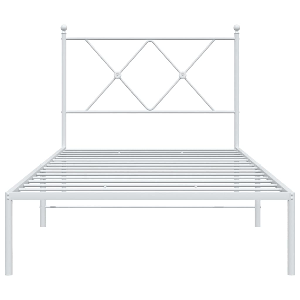 Metal Bed Frame with Headboard White 90x190 cm Single