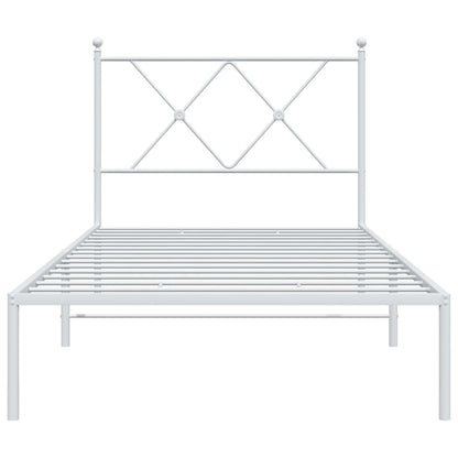 Metal Bed Frame with Headboard White 90x190 cm Single