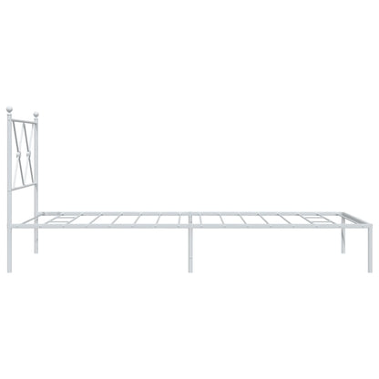 Metal Bed Frame with Headboard White 90x190 cm Single