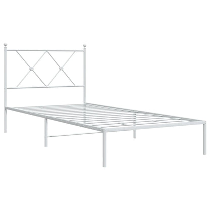 Metal Bed Frame with Headboard White 90x200 cm