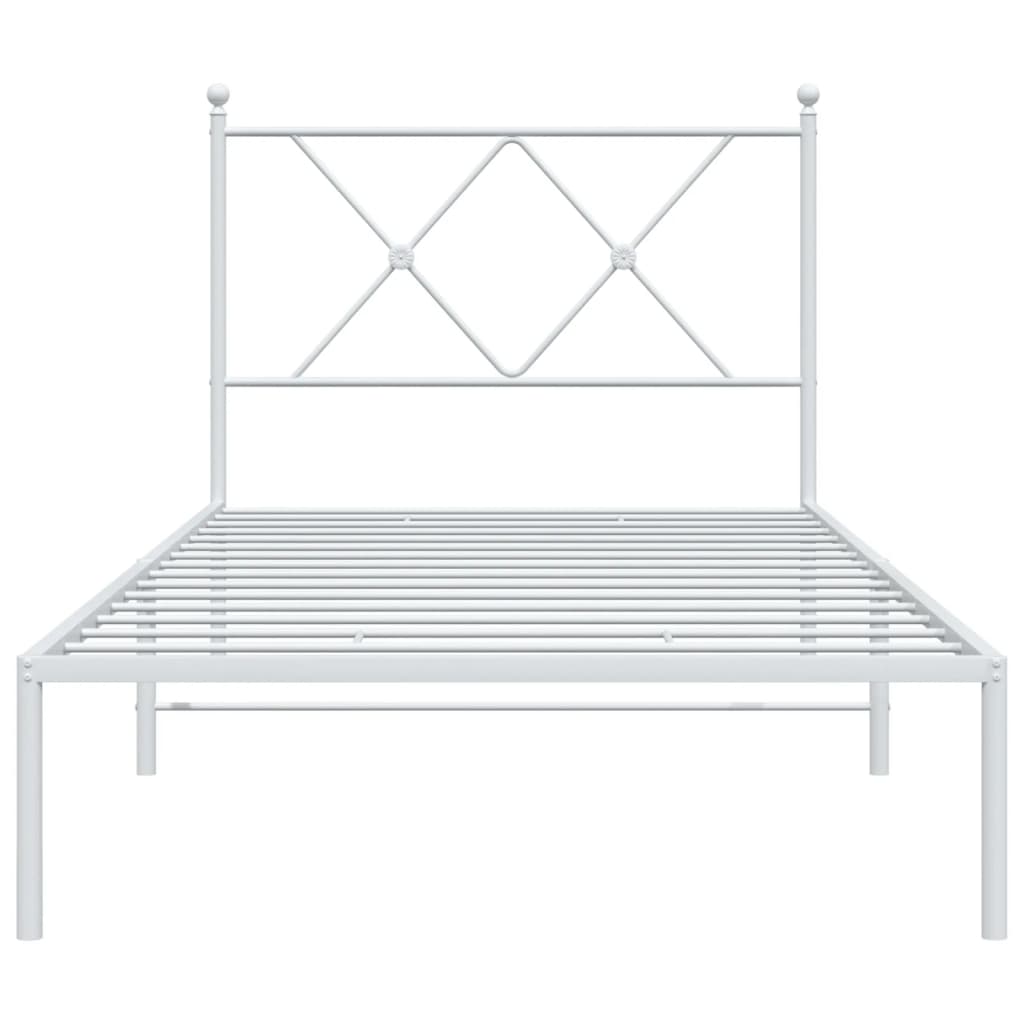 Metal Bed Frame with Headboard White 90x200 cm