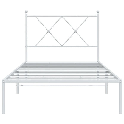 Metal Bed Frame with Headboard White 90x200 cm