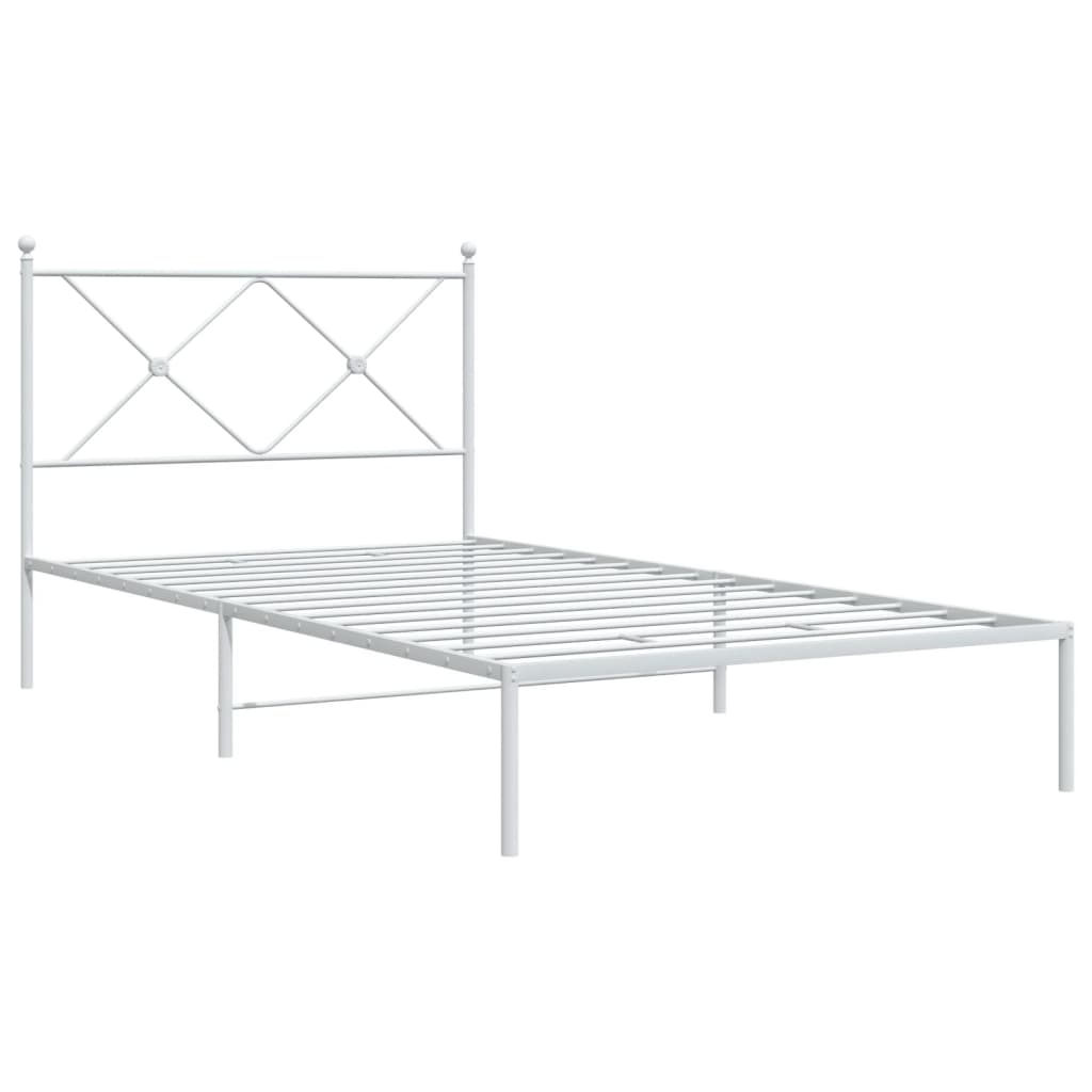 Metal Bed Frame with Headboard White 100x200 cm